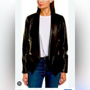 Tahari Penelope Drape Front Leather Jacket